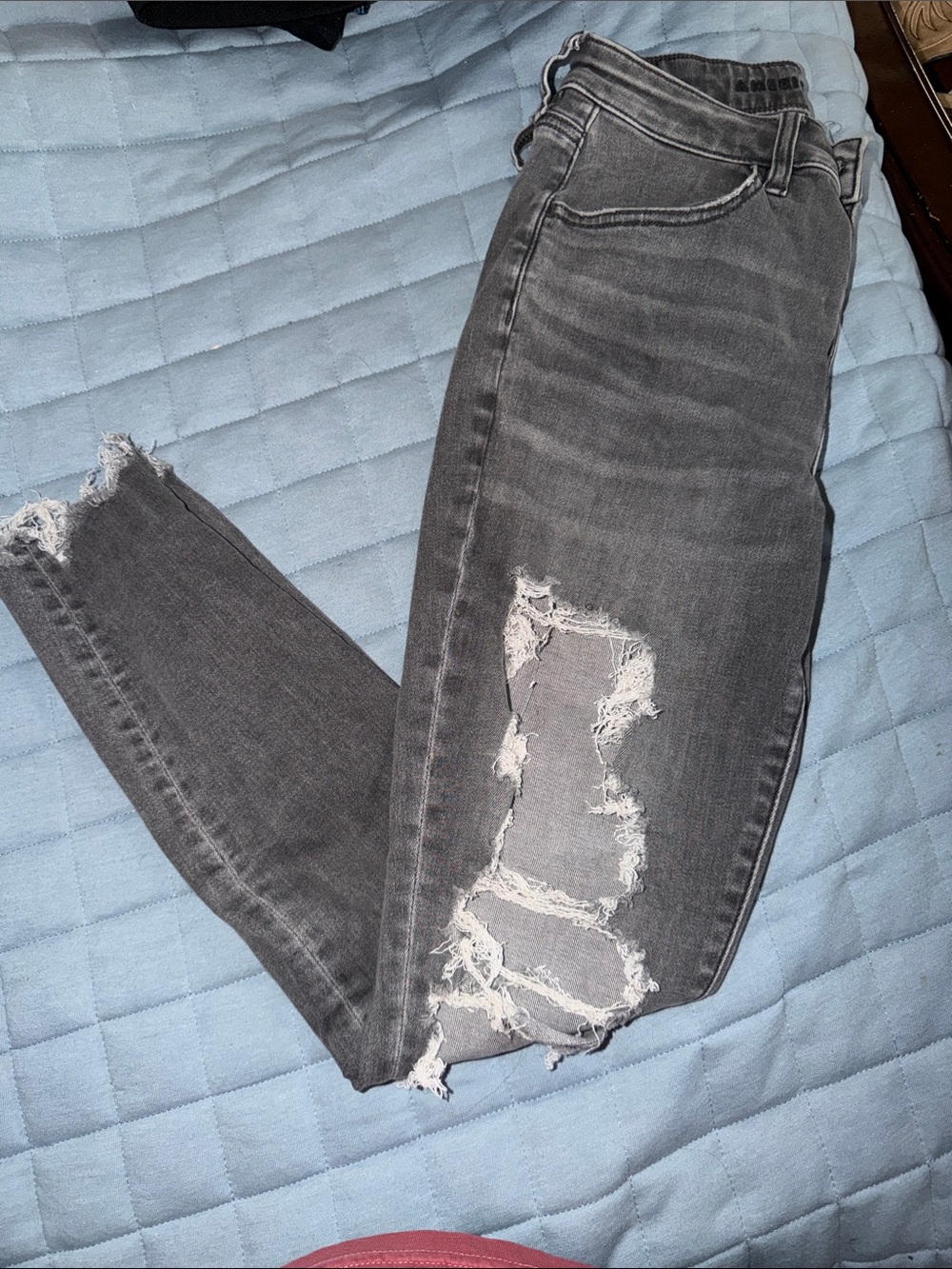 American Eagle Outfitters Distressed Charcoal Skinny Jeans
